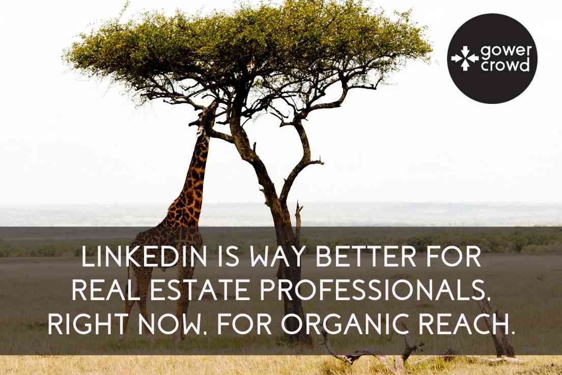 LInkedIn is way better for real estate professionals right now for organic reach