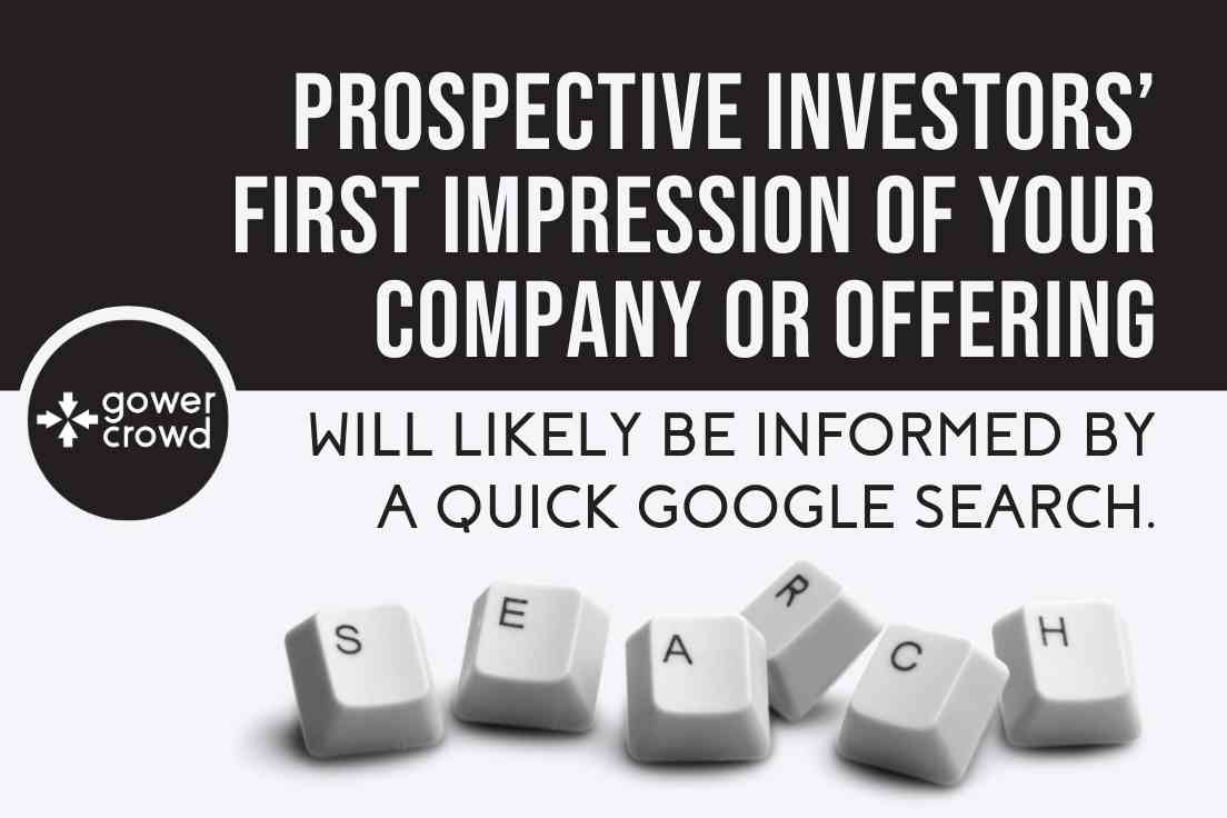 Prospective investors first impressions come from google